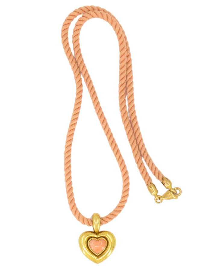 Van Cleef & Arpels Necklace 18k Gold Coral Heart Silk Cord Necklace