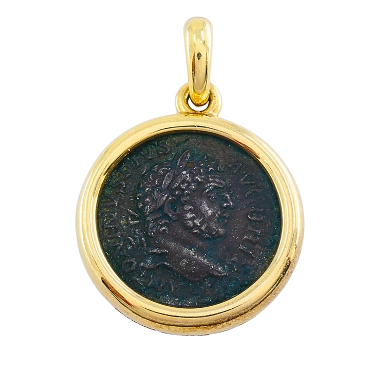 Bvlgari Monete Ancient Roman Coin Pendant 18k Gold, Caracalla AD 211-217