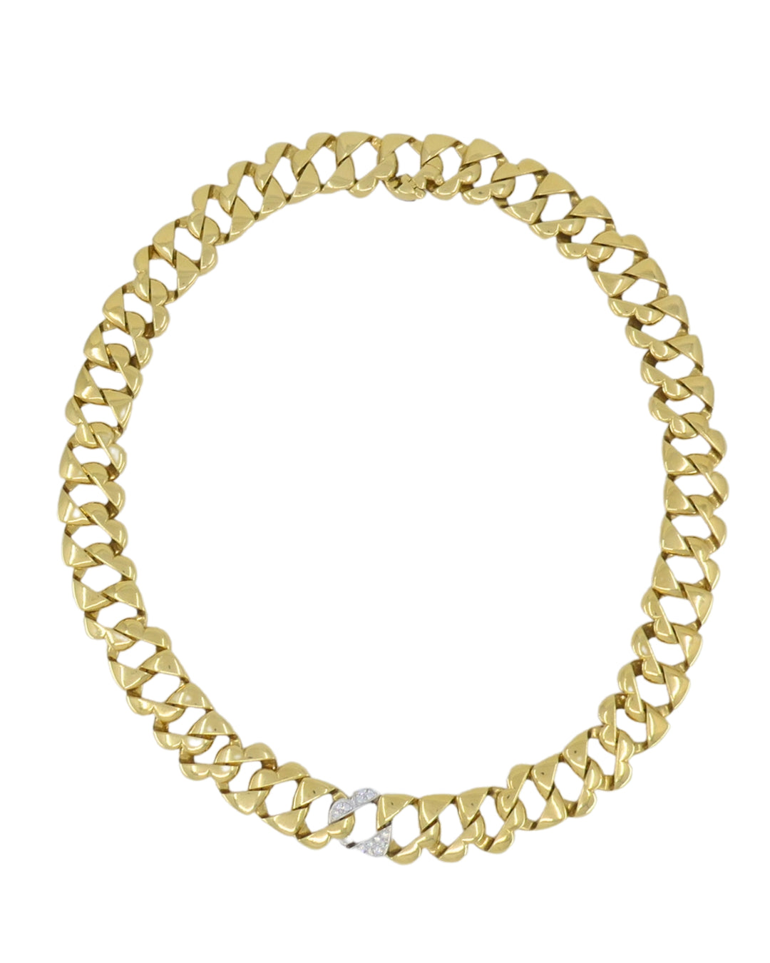 Tiffany & Co. Heart Link Diamond Necklace Yellow and White Gold