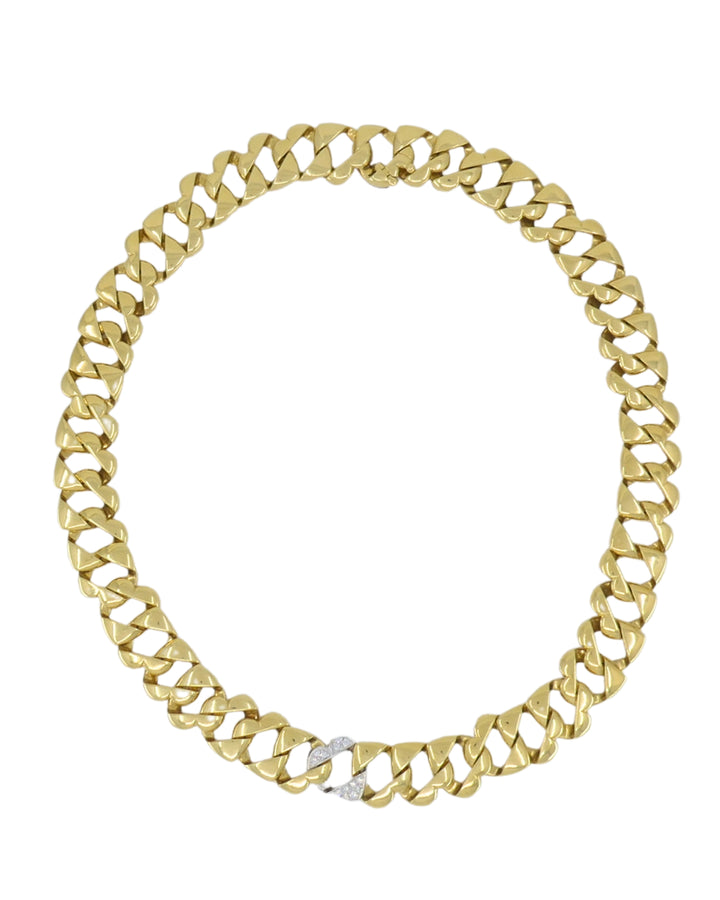 Tiffany & Co. Heart Link Diamond Necklace Yellow and White Gold