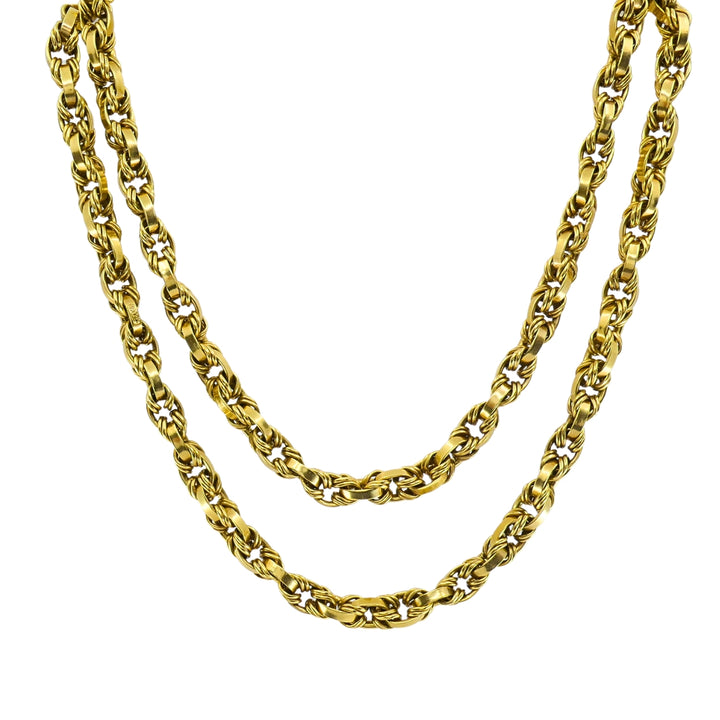 Vintage Italian 18k Gold Arezzo Rope Link Heavy Chain Necklace