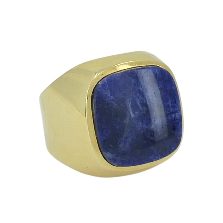 Vintage French 18k Gold Sodalite Signet Ring