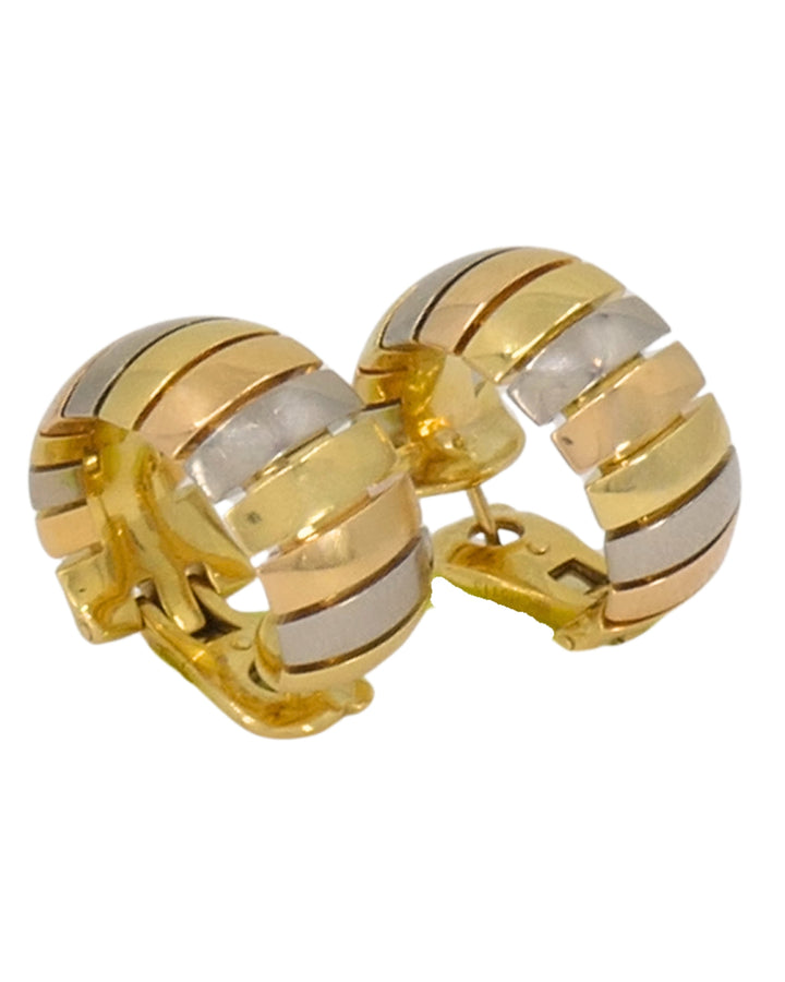Cartier Hoop Earrings Tubogas Design 18k Tri-Color Gold