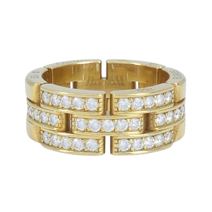 Cartier 18k Gold Diamond Triple Row Maillon Panthere Ring