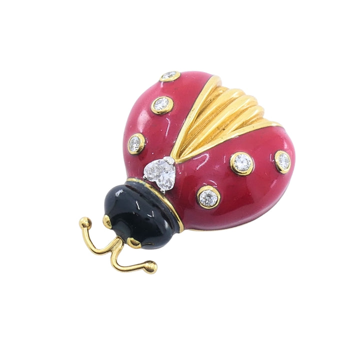 Oscar Heyman 18k Gold Diamond Enamel Ladybug Brooch