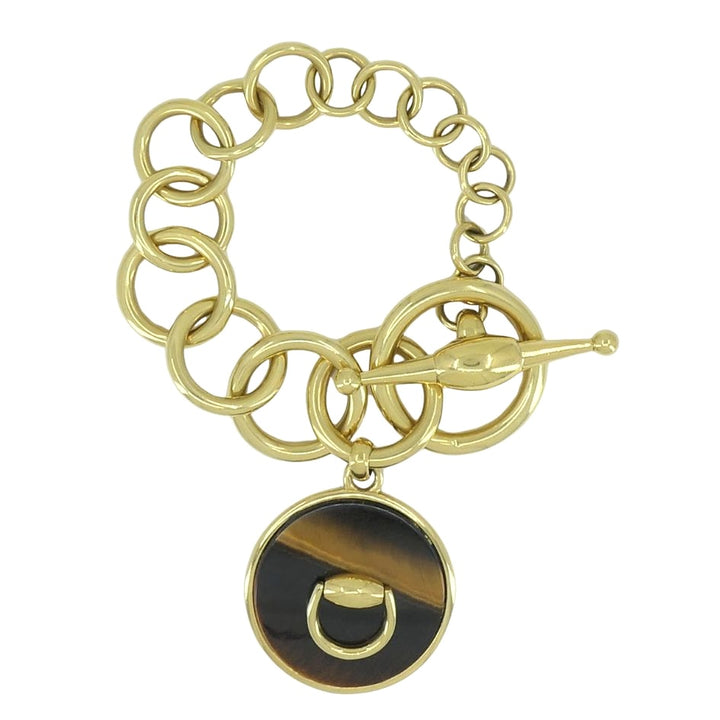 Vintage Gucci Italian 18k Gold Tiger's Eye Bracelet