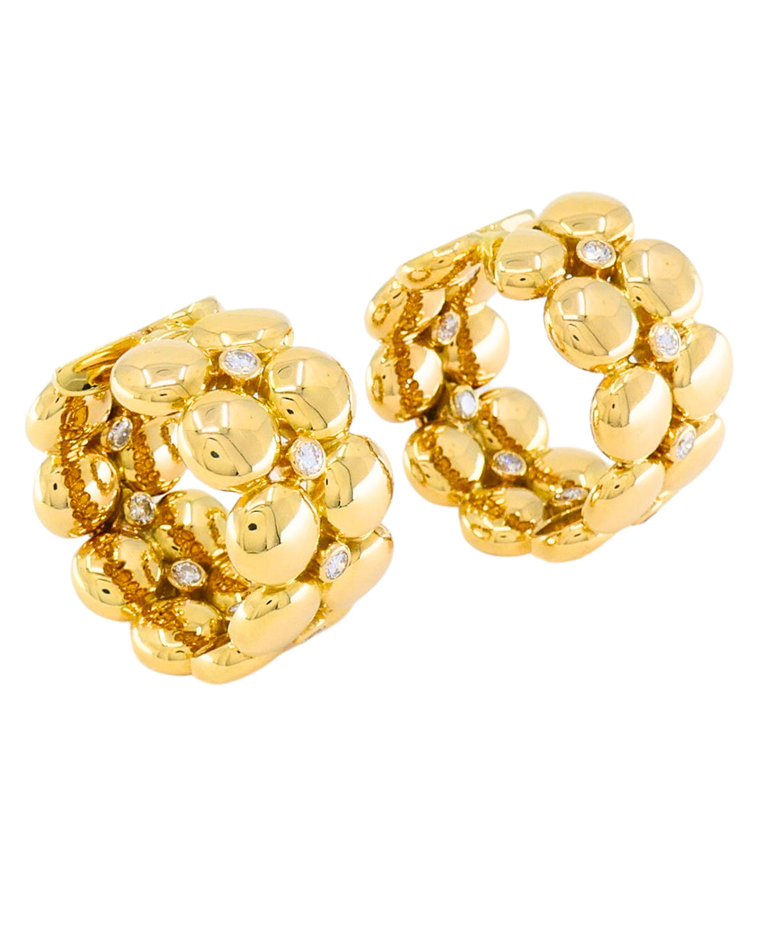Cartier Honeymoon Clip-On Earrings 18k Gold Diamond Hoop Earrings