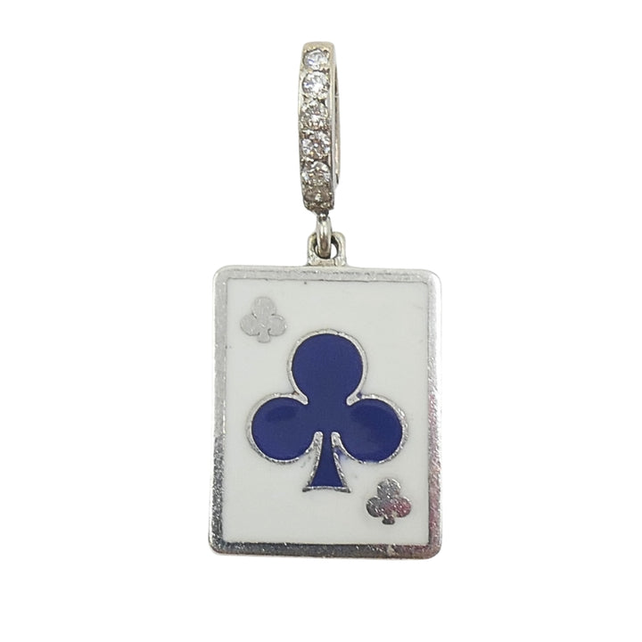 Vintage 12k Gold Playing Card Club Charm Pavé Diamond Bail