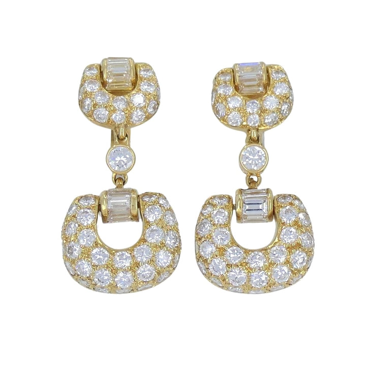 Vintage Boucheron 18k Gold Diamond Drop Earrings