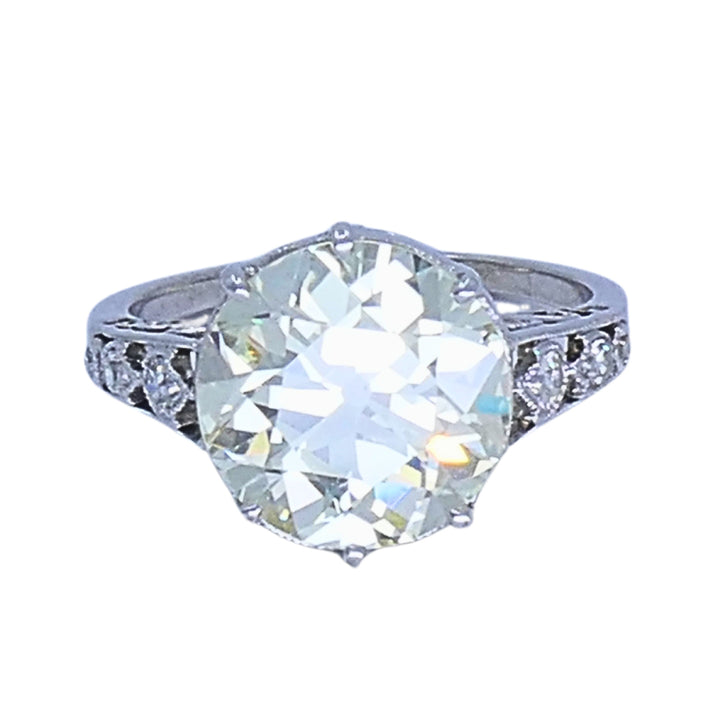 Art Deco Engagement Ring Old European Cut Diamond Platinum Ring Solitaire