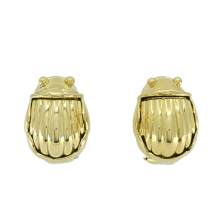 Tiffany & Co. 18k Yellow Gold Scarab Earrings, Circa 1993