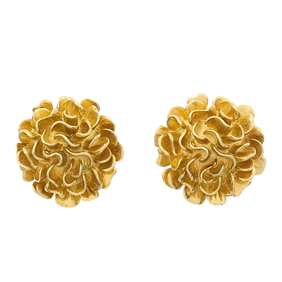 Vintage Kutchinsky 18k Gold Floral Cluster Clip-On Earrings, London