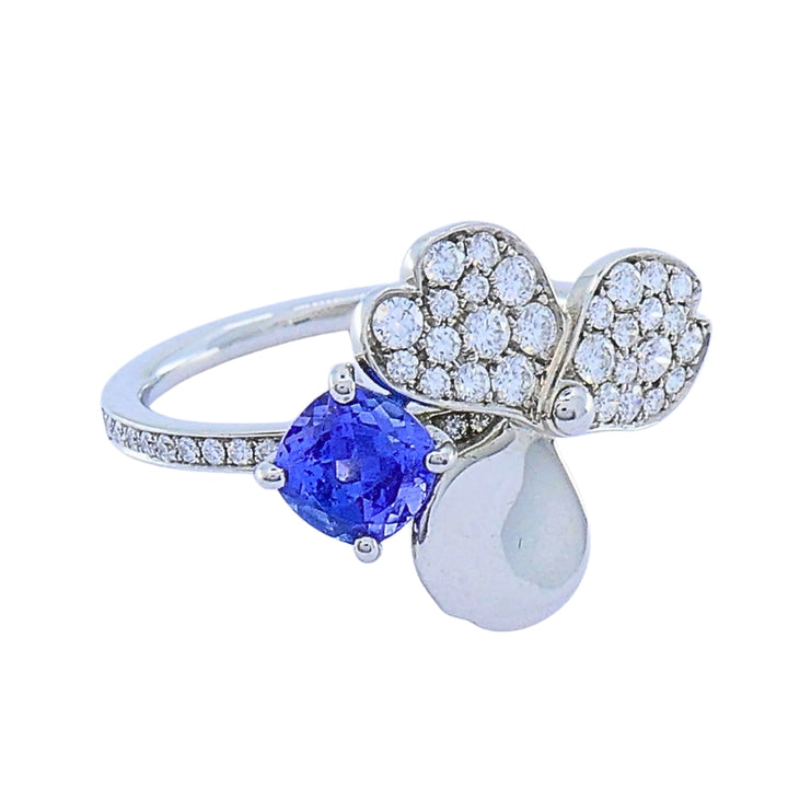 Tiffany & Co. Platinum Paper Flower Ring Tanzanite Diamonds