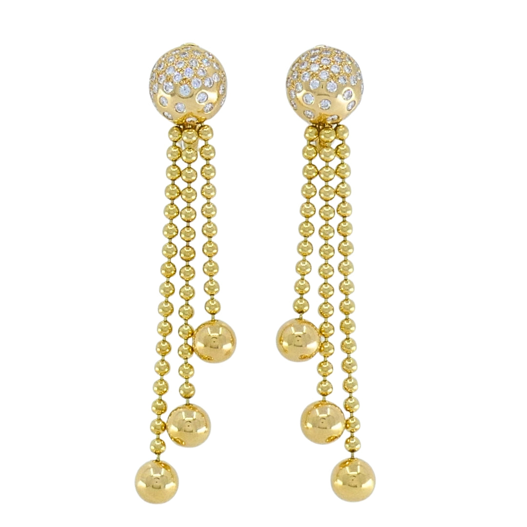 Cartier Nouvelle Vague Draperie 18k Gold Diamond Tassel Earrings, 1999