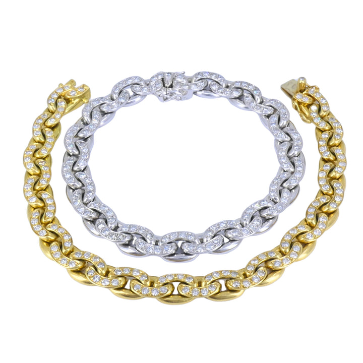 Sterle Paris Single Cut Diamonds Pair of Bracelets 18k Yellow & White Gold 1950s
