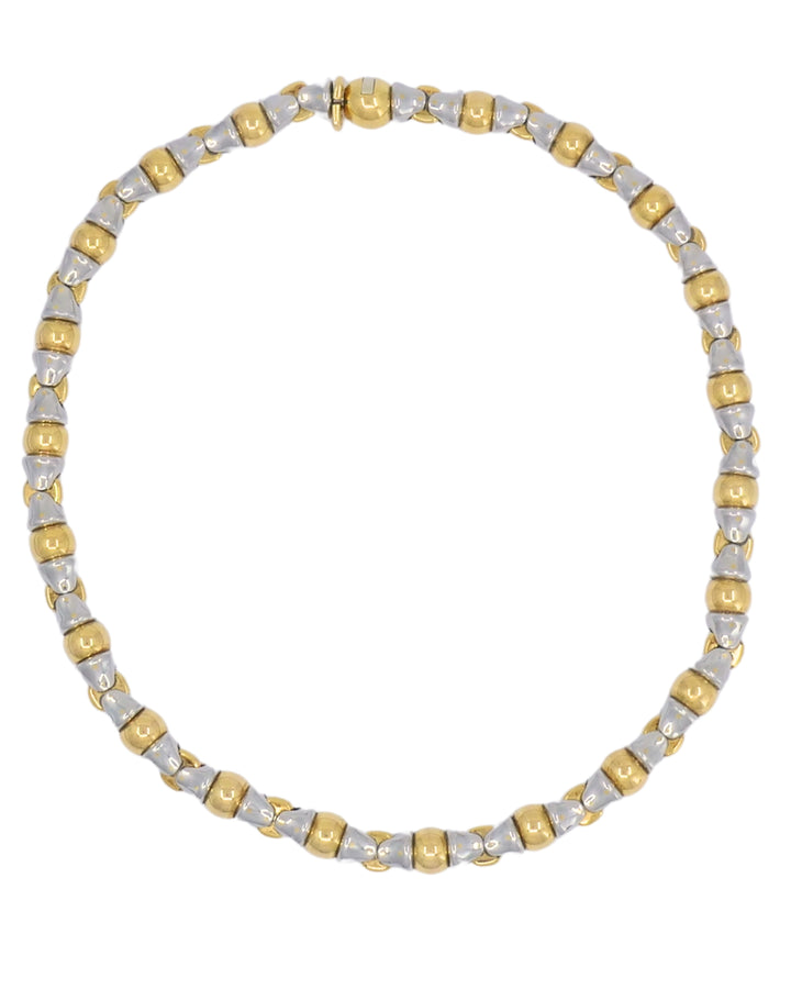 Bvlgari Vintage Bulgari 18k Gold Stainless Steel Collar Necklace