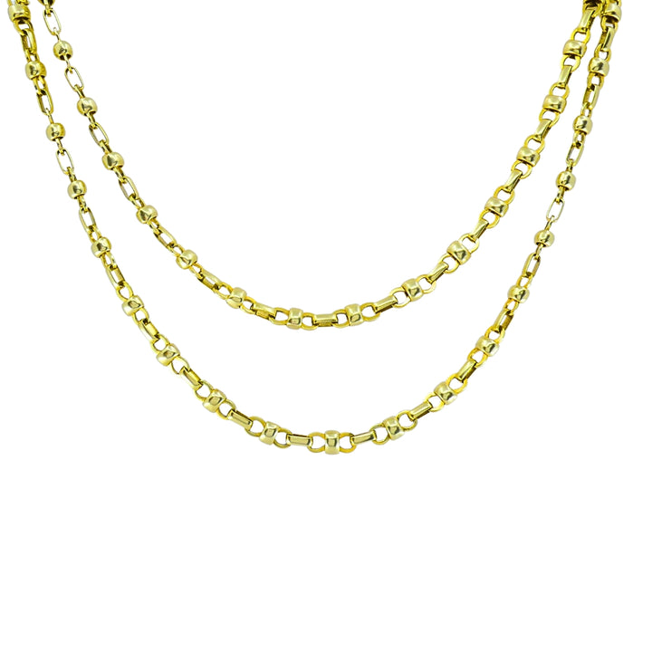 Vintage 14k Gold Alternating Link Chain Necklace, West Germany