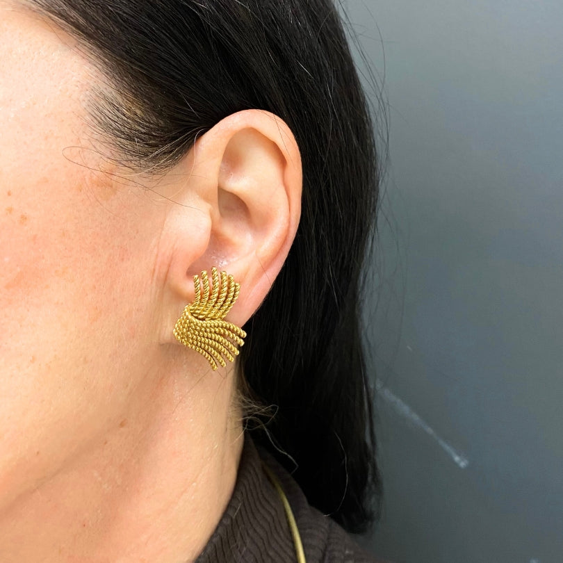 Tiffany & Co. Schlumberger 18k  Gold V-Rope Earrings