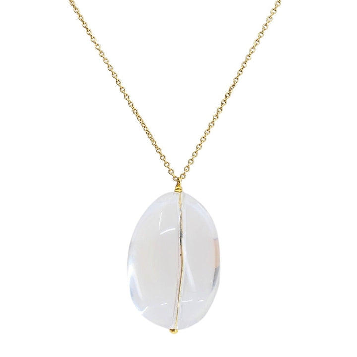 Crystal Rock Pendant 18k Gold Chain Necklace