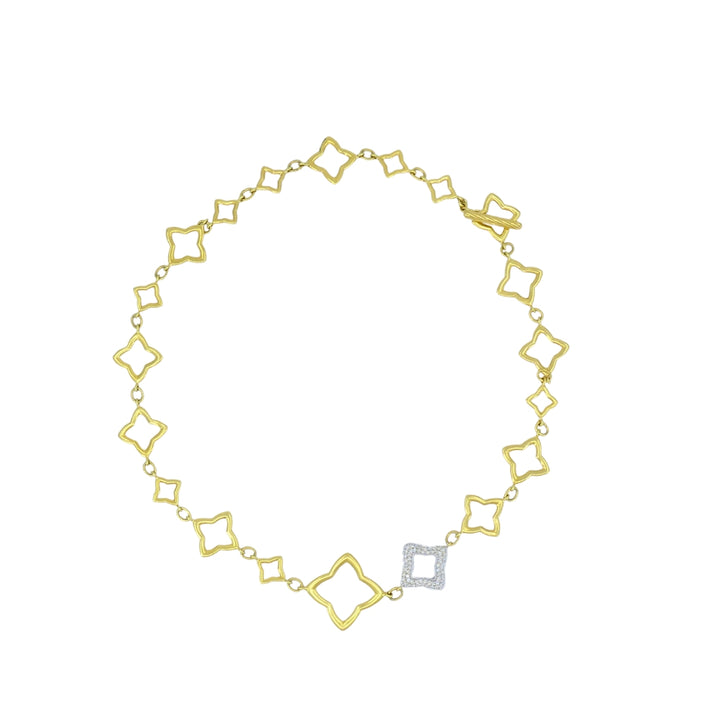 David Yurman Necklace Two-Tone Gold Diamond Quatrefoil Motif