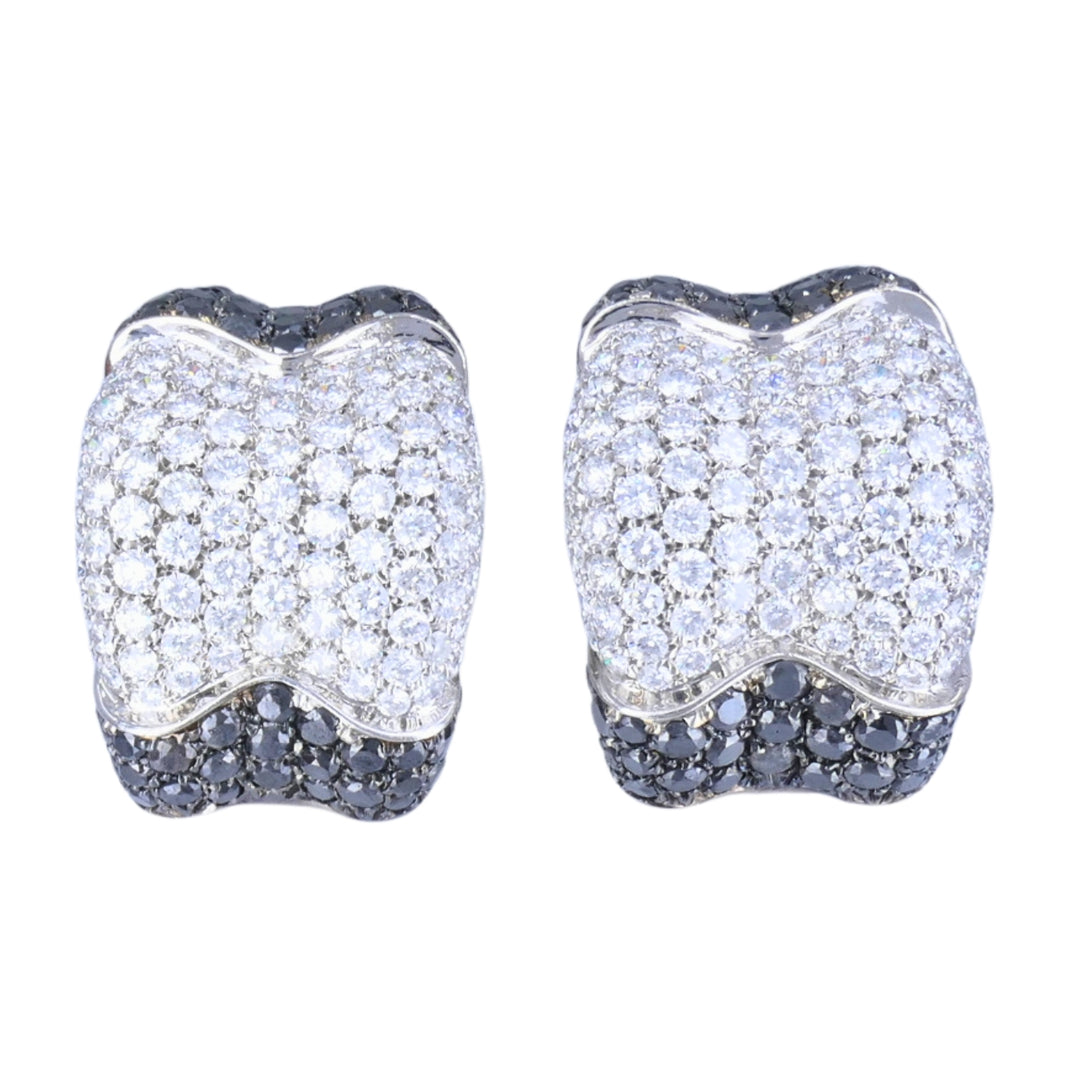 De Grisogono Earrings 18k White Gold Black Diamond Hoop Earrings