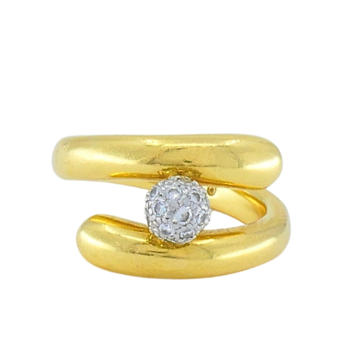 Tiffany & Co. 18k Gold & Platinum Pave Diamond Bypass Ring