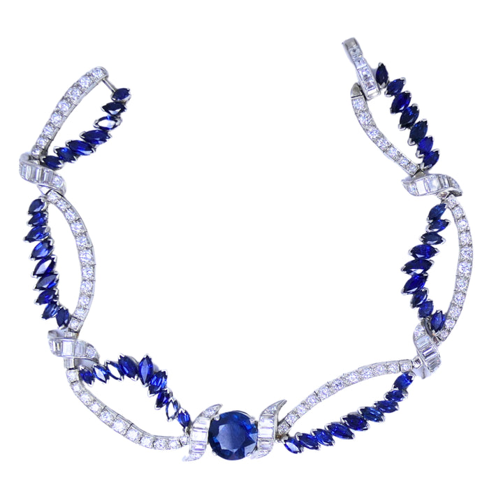 Oscar Heyman Platinum Sapphire Diamond Bracelet Certificate of Authenticity