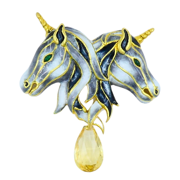 Cartier Brooch by Aldo Cipullo Yellow Sapphire Unicorn Design