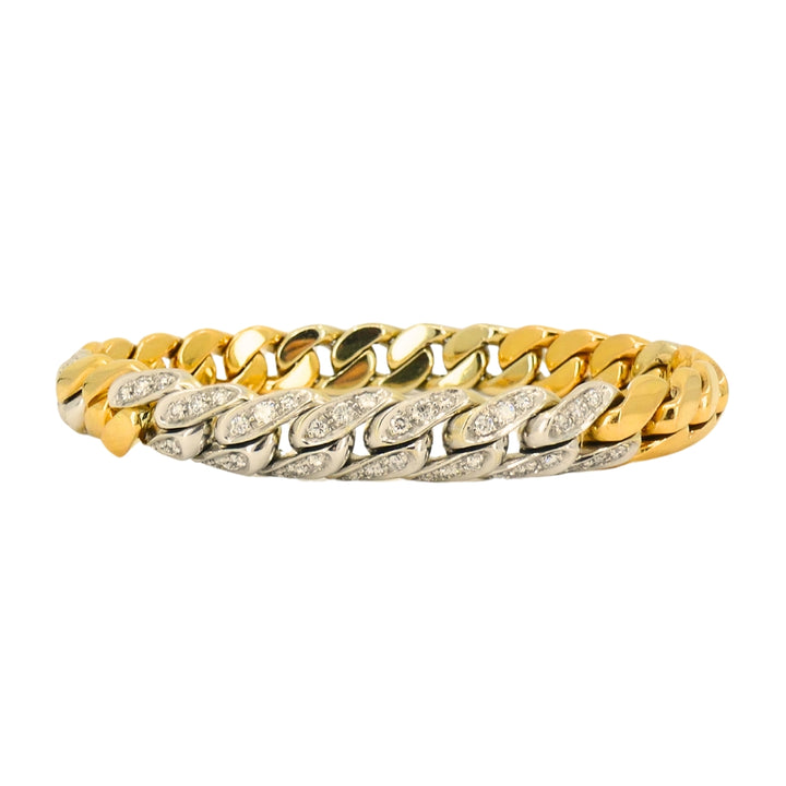 Pomellato 18k Yellow White Gold Diamond Curblink Chain Bracelet