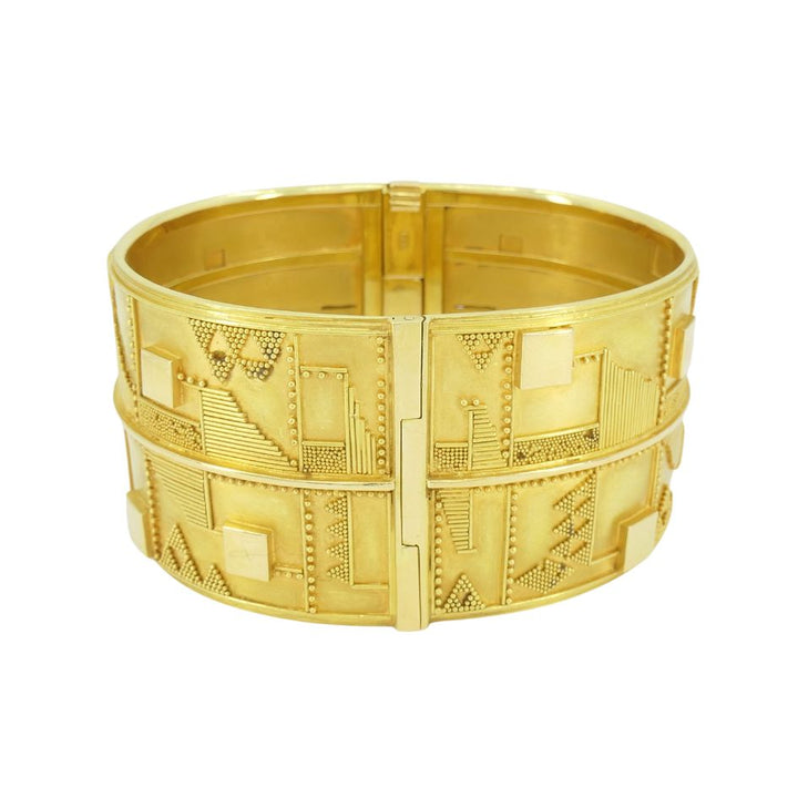 Vintage 18k Gold Geometric Cuff Bracelet