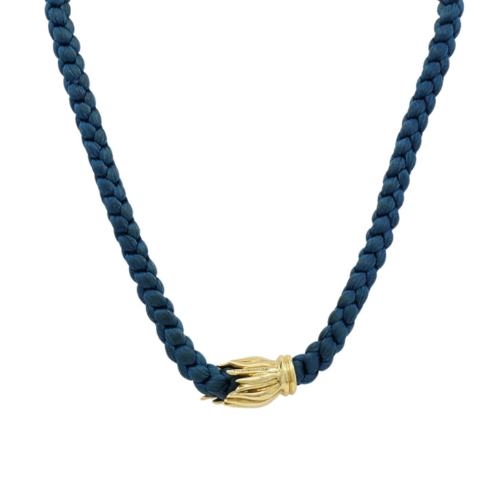 Tiffany & Co. 18k Gold Tulip Clasp Braided Cord Necklace