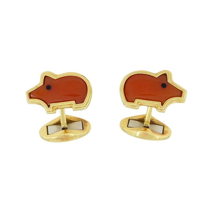 Vintage Tiffany & Co. Cufflinks 18k Gold Coral Hog Motif