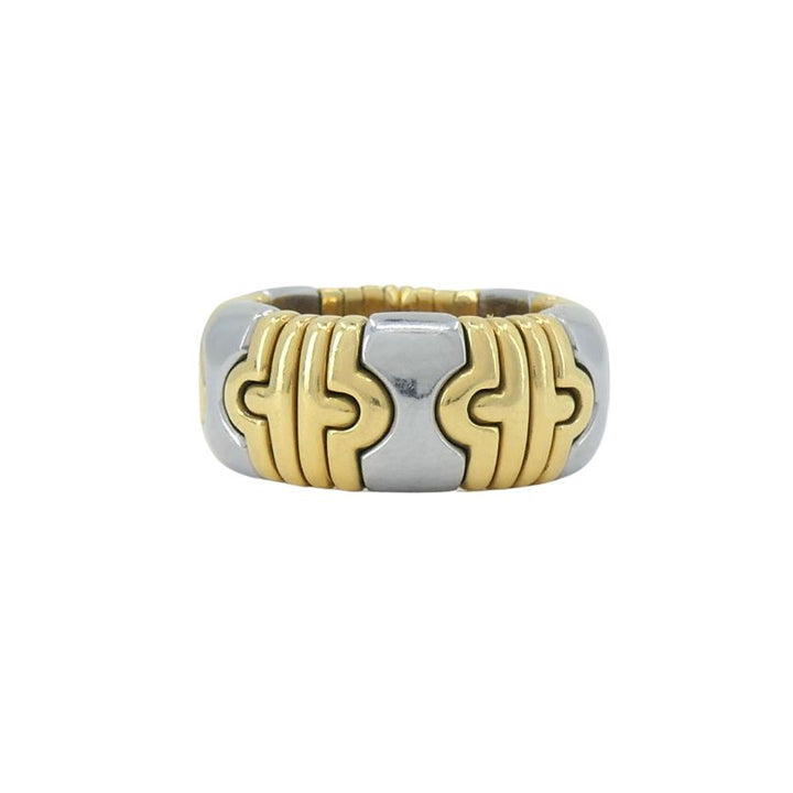 Vintage Bulgari Parentesi 18k Gold Steel Ring