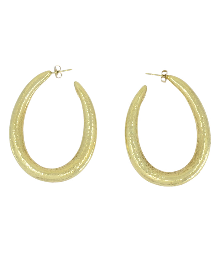 Ippolita Earrings 18k Gold Hammered Hoop Earrings Oval Hoops