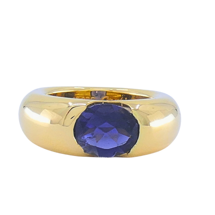 Vintage Cartier Ellipse 18k Gold Iolite Ring, 1993