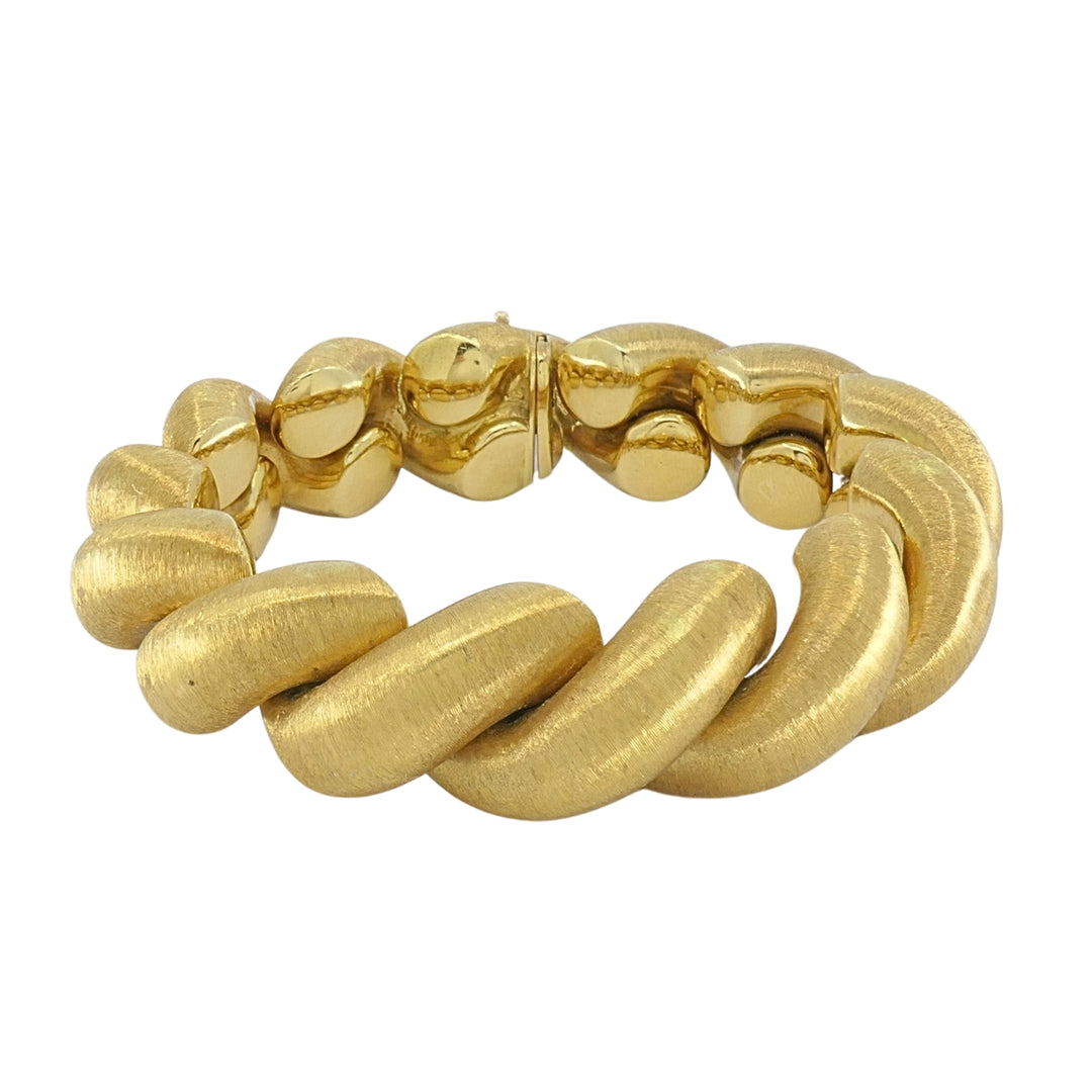 Vintage Italian 18k Gold Textured San Marco Style Link Bracelet