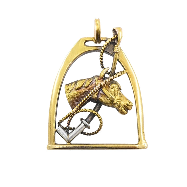 Vintage 14k Gold Horse Head Pendant Equestrian Jewelry