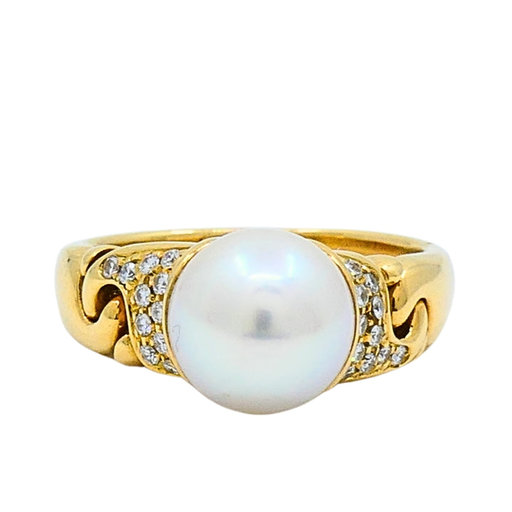 Bvlgari Pearl Diamond 18k Gold Cocktail Ring