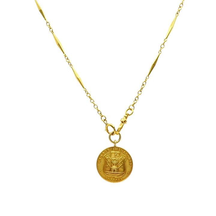 Vintage 10k Gold Chain 18k Coin Pendant Necklace