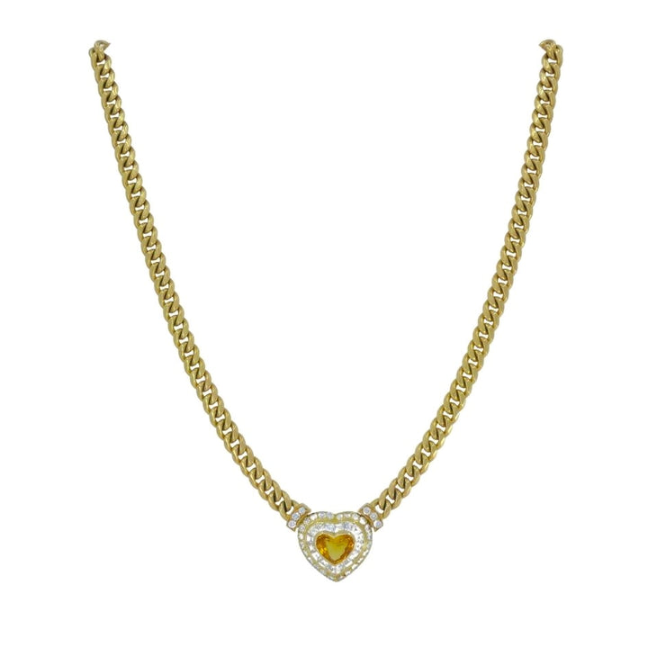 Vintage Bulgari Sapphire Diamond Heart Necklace