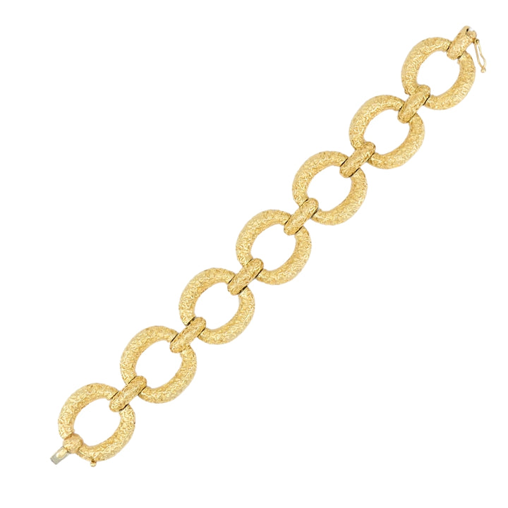 Vintage 14k Textured Gold Link Bracelet Estate Jewelry
