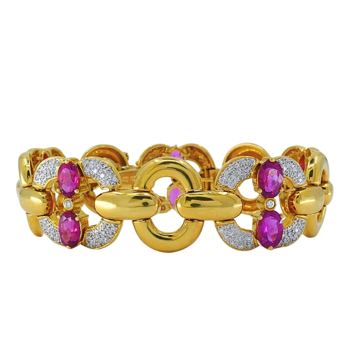 Vintage 18k Gold Tourmaline Diamond Bracelet