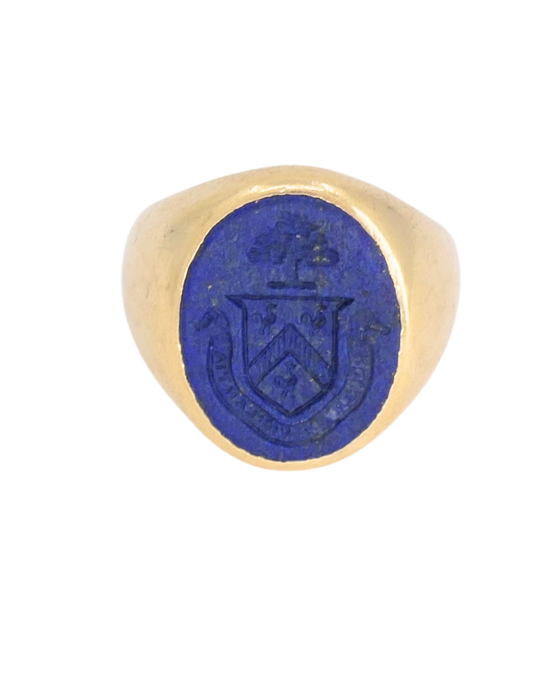 Tiffany & Co. 14k Gold Ring Carved Lapis Lazuli Vintage Signet Ring