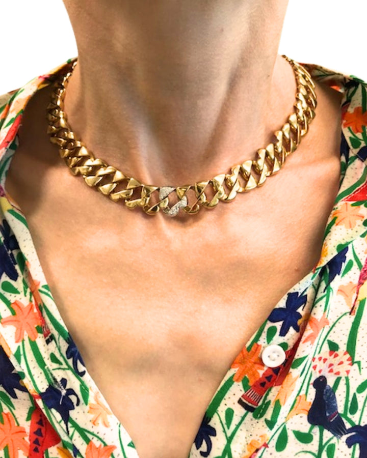 Tiffany & Co. Heart Link Diamond Necklace Yellow and White Gold