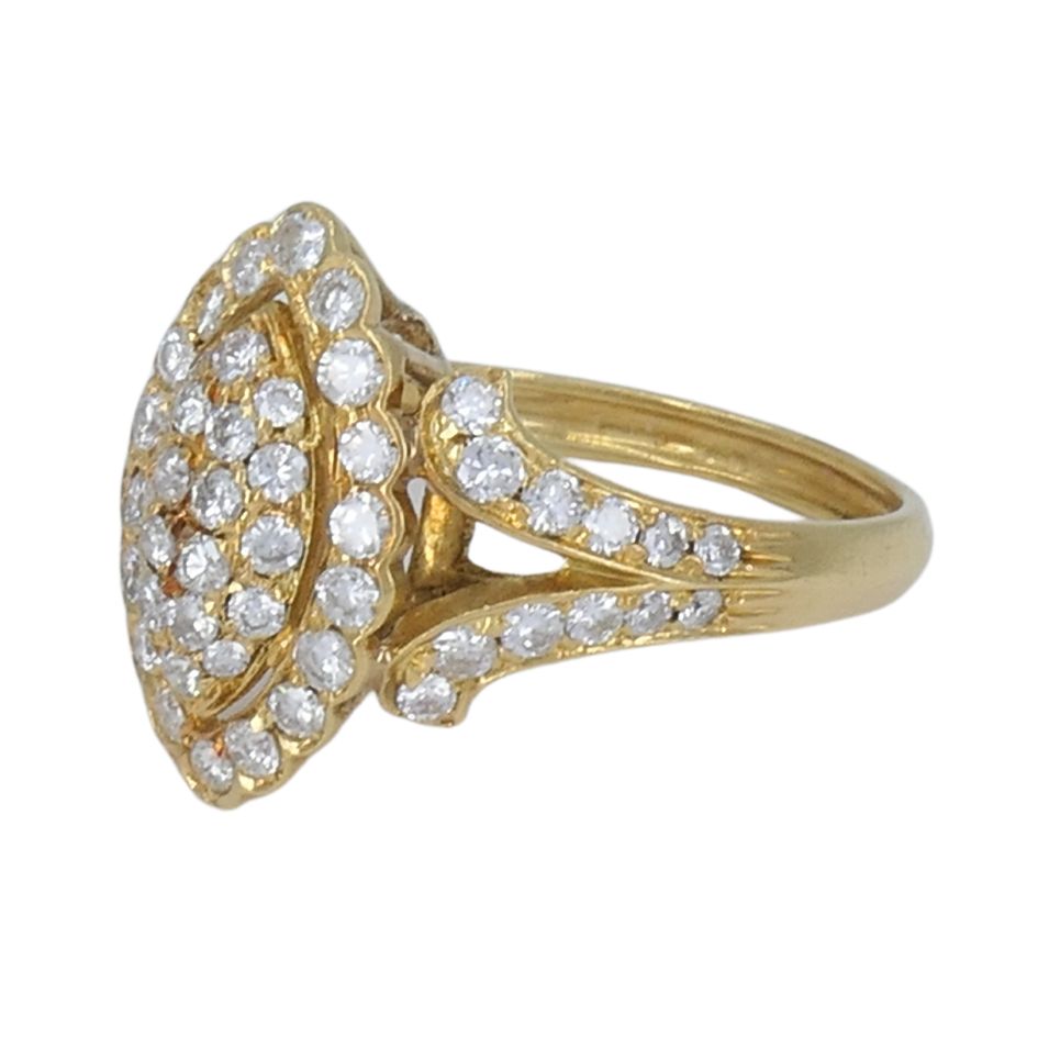 Vintage Cartier 18k Gold Diamond Marquise Cluster Ring