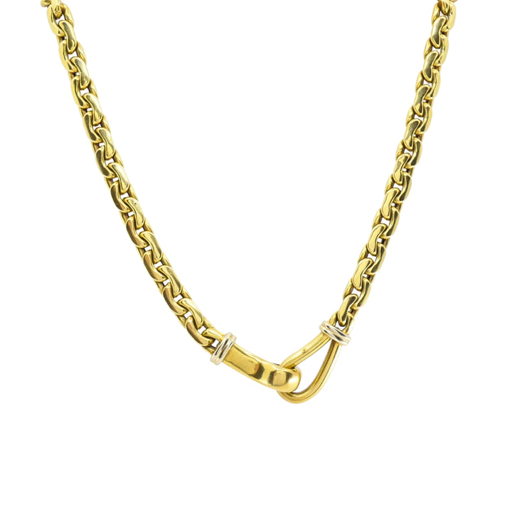 Vintage Italian 18k Gold Link Necklace Sculpted Front Element