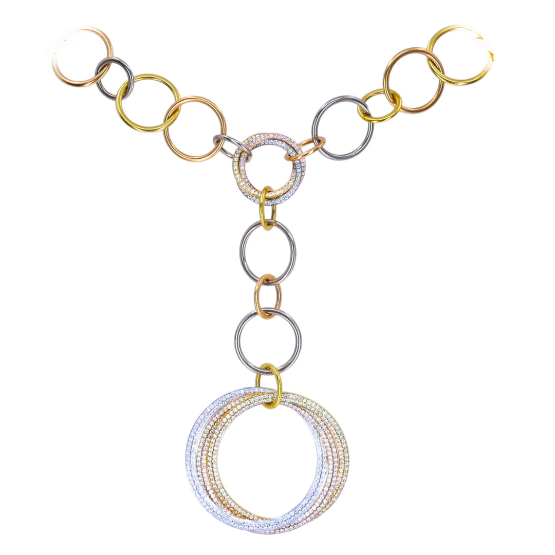 Cartier Trinity Diamond Necklace 18k Gold Estate Jewelry