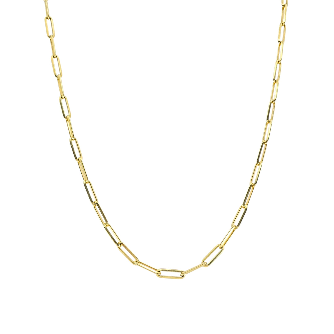 18k Gold Paperclip Chain Necklace, Italy