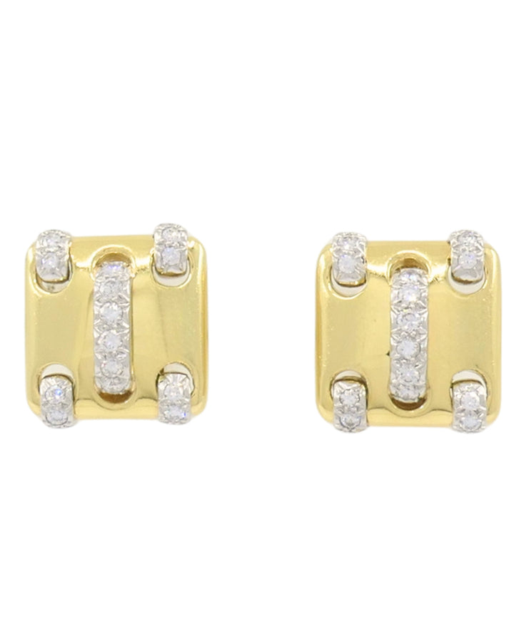 Vintage Cartier Earrings 18k Gold Diamond Stitch Design