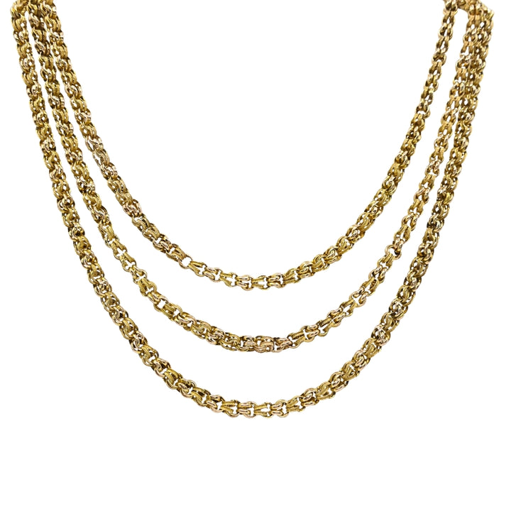 Antique Chain 10k Gold Textured Rope Necklace